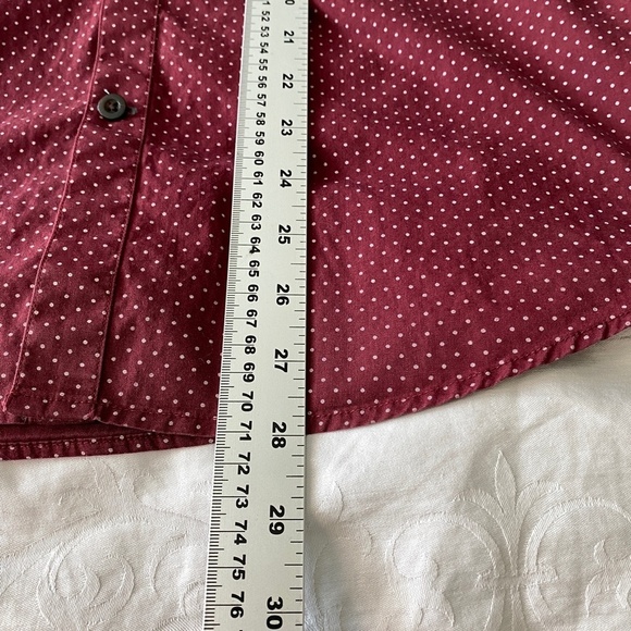 Frank & Oak Men's Medium Long Sleeve Polka Dot Button Down Shirt Burgundy‎ Wine - Picture 11 of 13